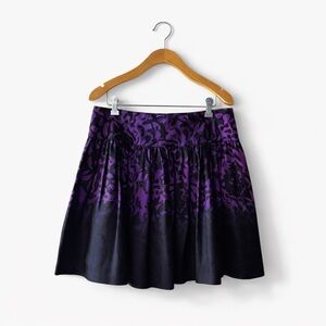 KENSIE Silk Skater Skirt Purple Black Floral Fit & Flare Party Mini Size 6